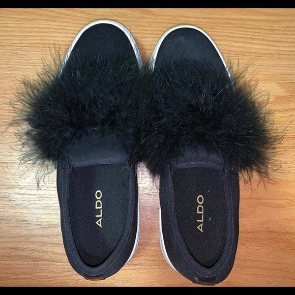 furry slip on shoes